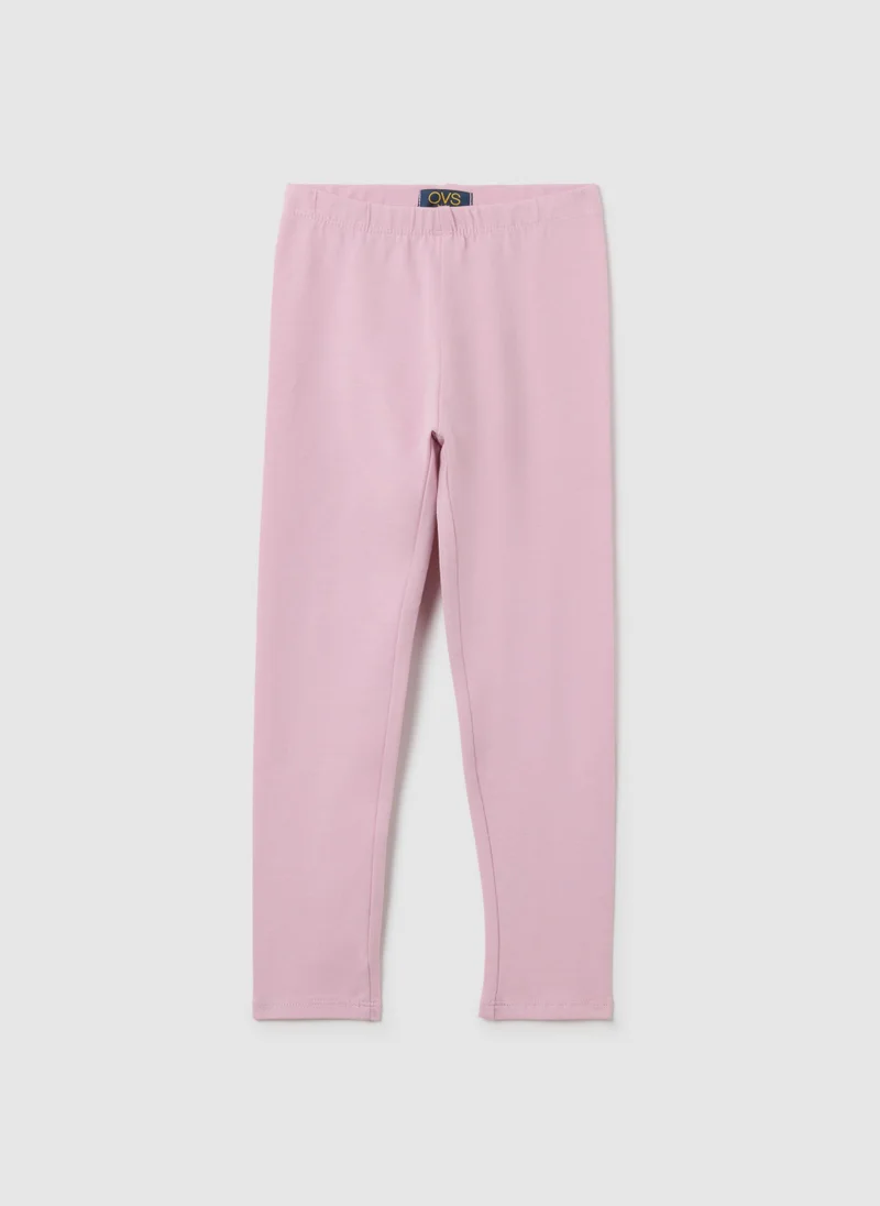 Ovs OVS Girls' Pink Cotton Stretch Leggings, Regular Fit